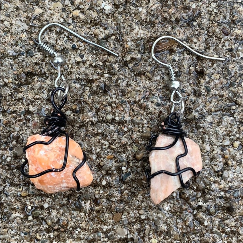 Handmade Orange Calcite Earrings